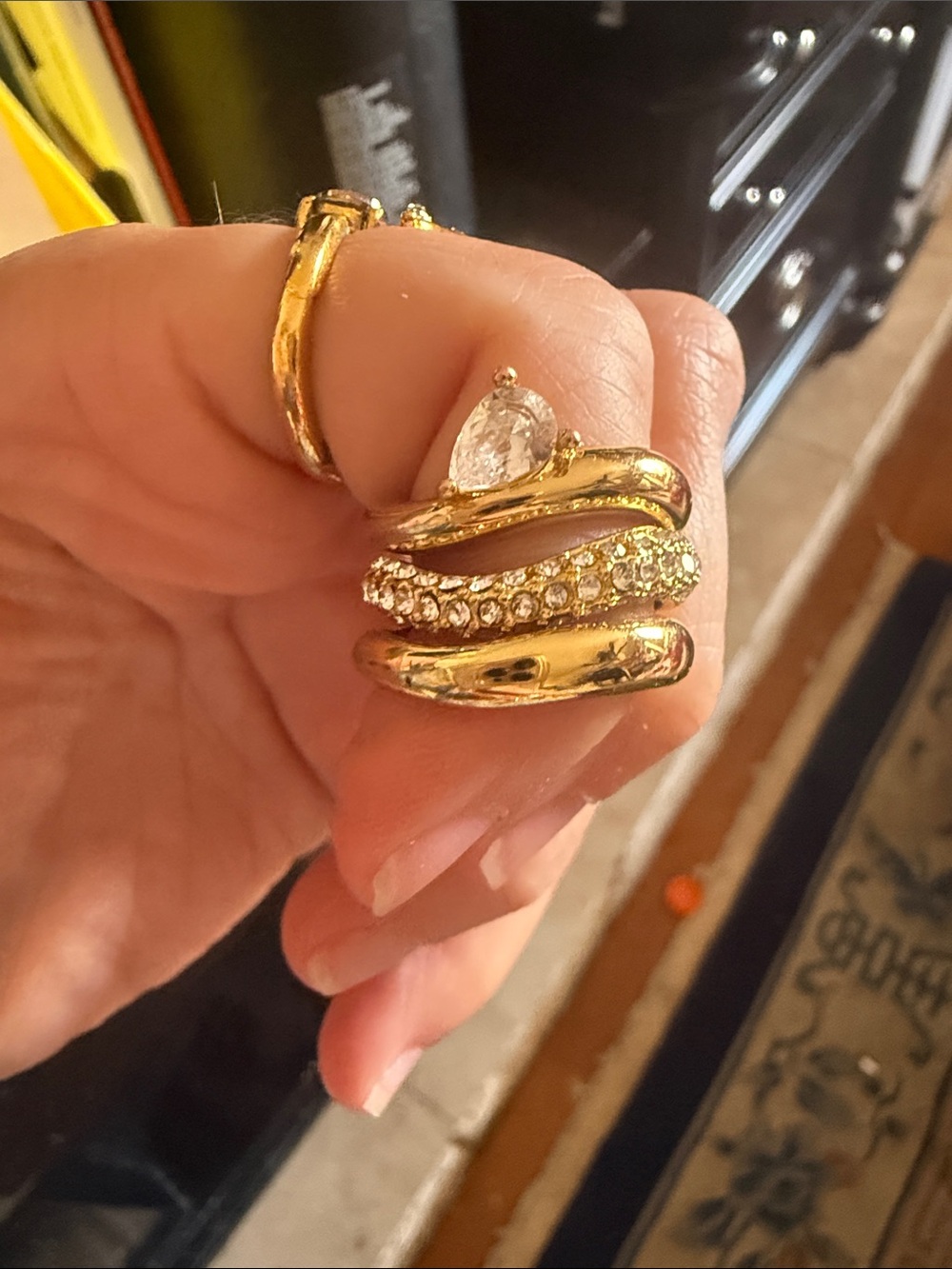 Gold-Tone Crystal Spiral Statement Ring - Women Jewelry